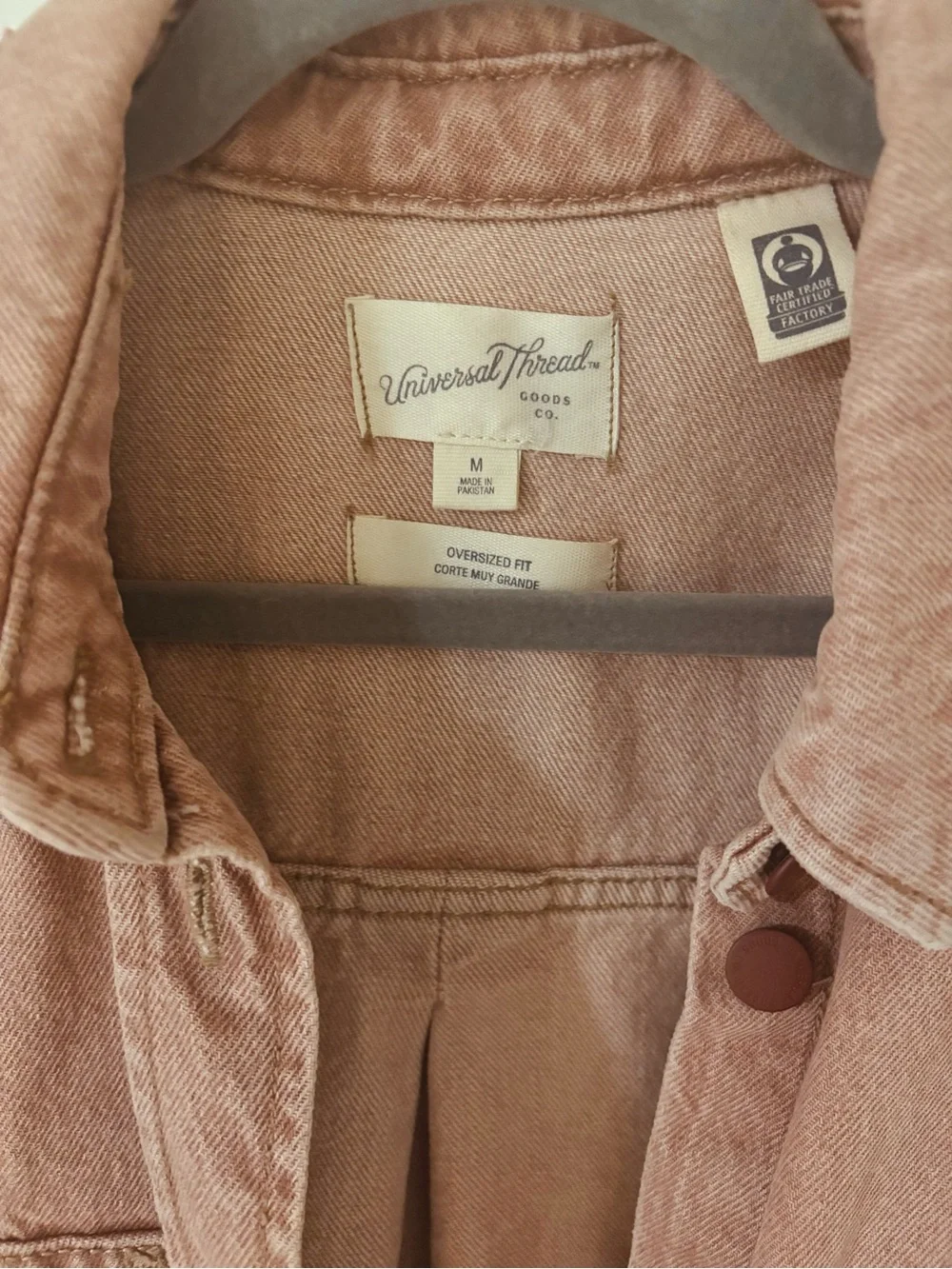 Oversized Washed Pink Denim distressed Jacket - Picture 4 of 9